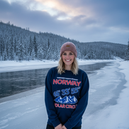 Frau mit Polar Circle Pullover - Winterfluss