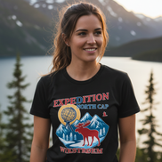Frau mit schwarzem T-Shirt - Bergsee