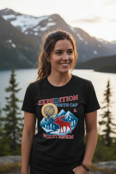 Frau mit schwarzem T-Shirt - Bergsee