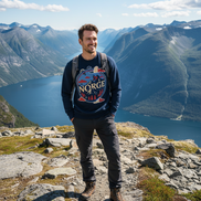 Mann mit Norge Pullover - Fjordblick
