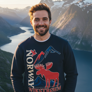 Mann mit Norway Pullover - Berge