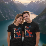 Paar in Norway-Shirts - Hochformat