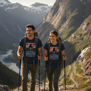 Paar mit navy T-Shirts - Berge