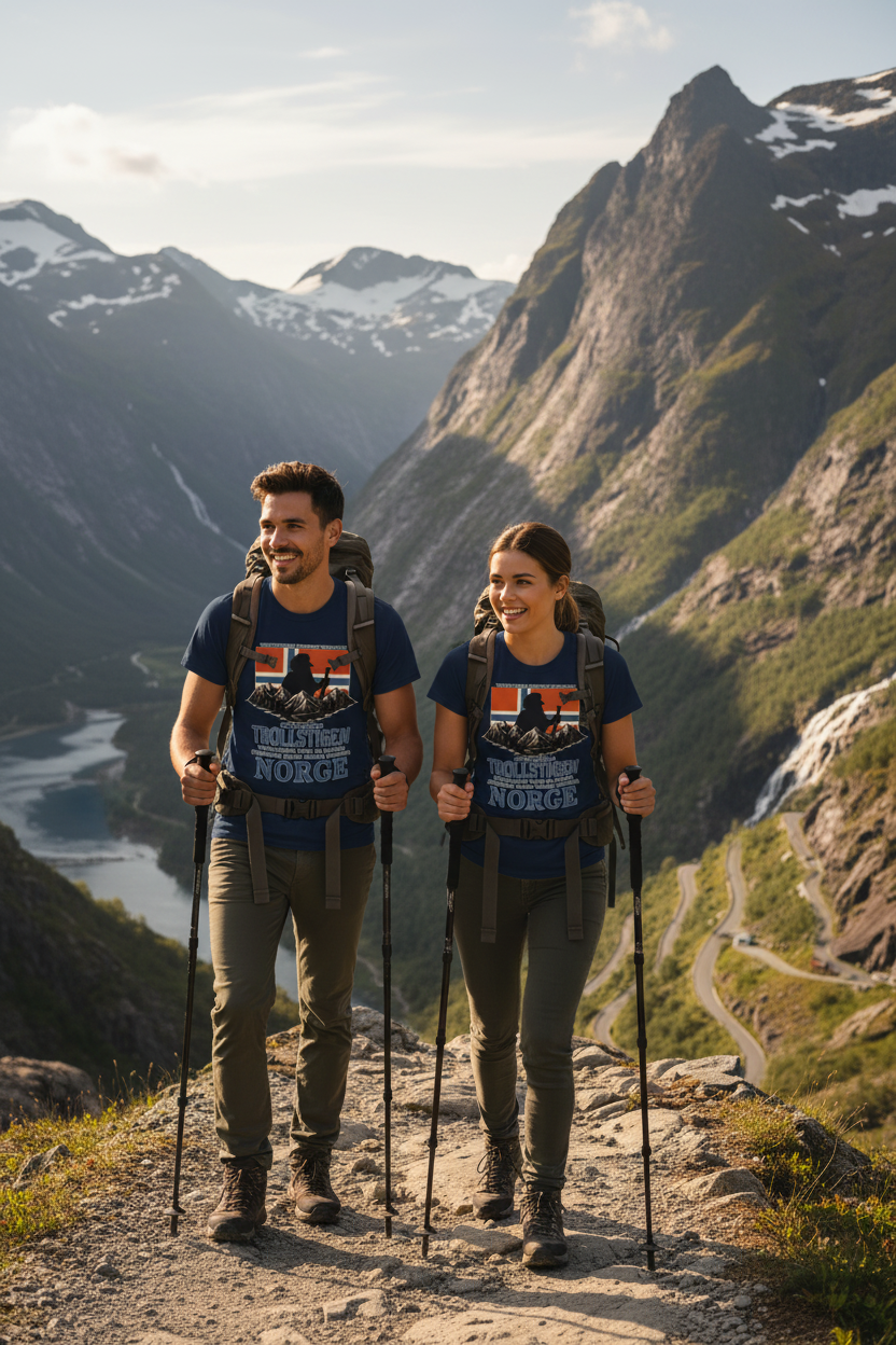 Paar mit navy T-Shirts - Berge