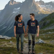 Paar mit navy T-Shirts - Berge