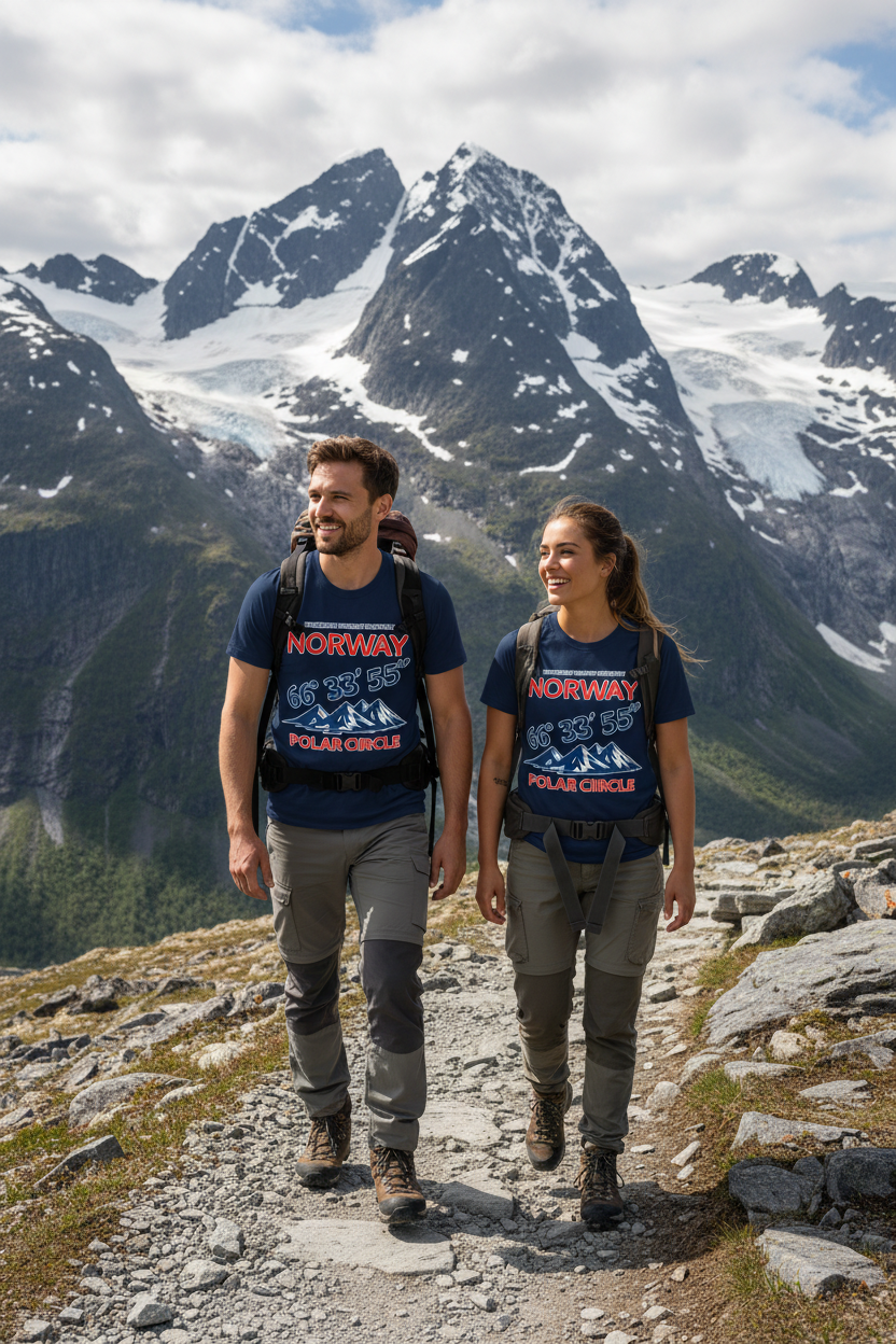 Paar mit navy T-Shirts - Berge