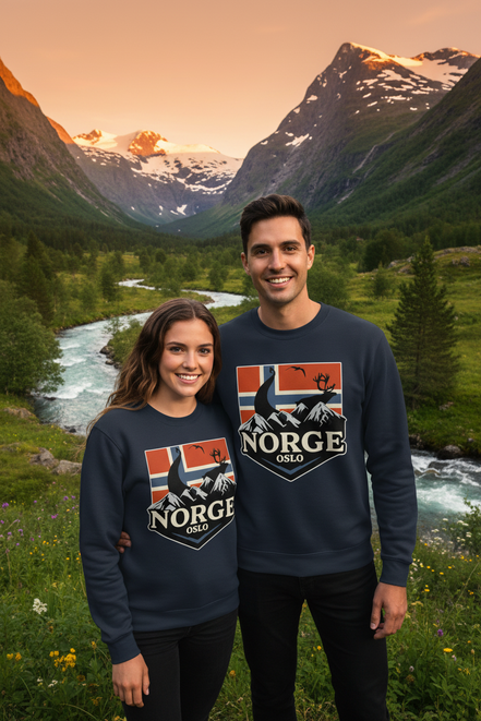 Paar mit Norge Oslo Pullovern - Mann und Frau