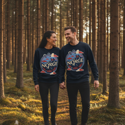 Paar mit Norge Pullovern - Wald