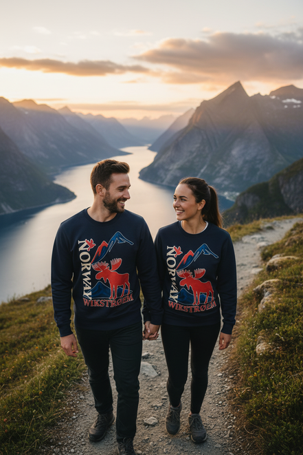 Paar mit Norway Pullovern - Fjord