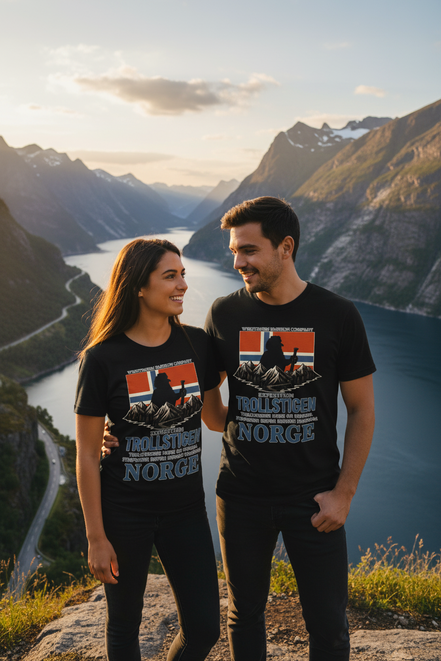 Paar mit schwarzen T-Shirts - Fjorde