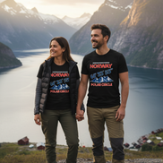Paar mit schwarzen T-Shirts - Fjorde