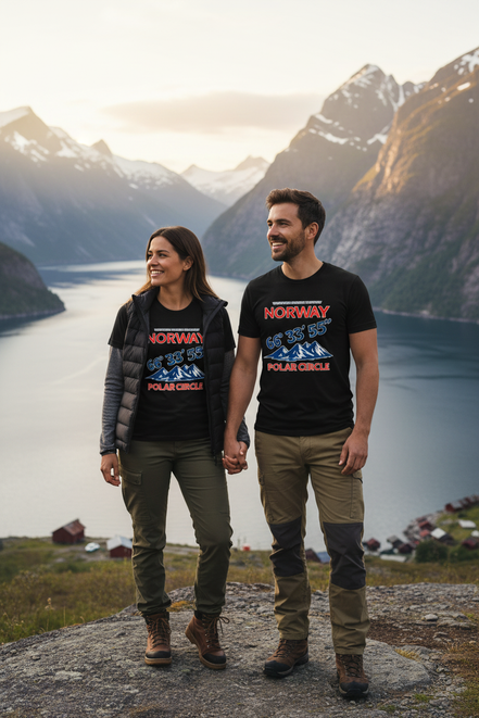 Paar mit schwarzen T-Shirts - Fjorde