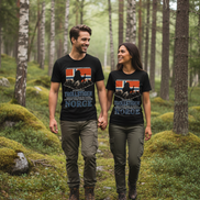 Paar mit schwarzen T-Shirts - Wald