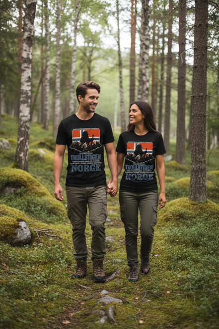 Paar mit schwarzen T-Shirts - Wald