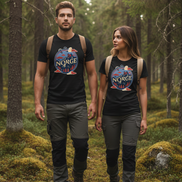 Paar mit schwarzen T-Shirts - Wald
